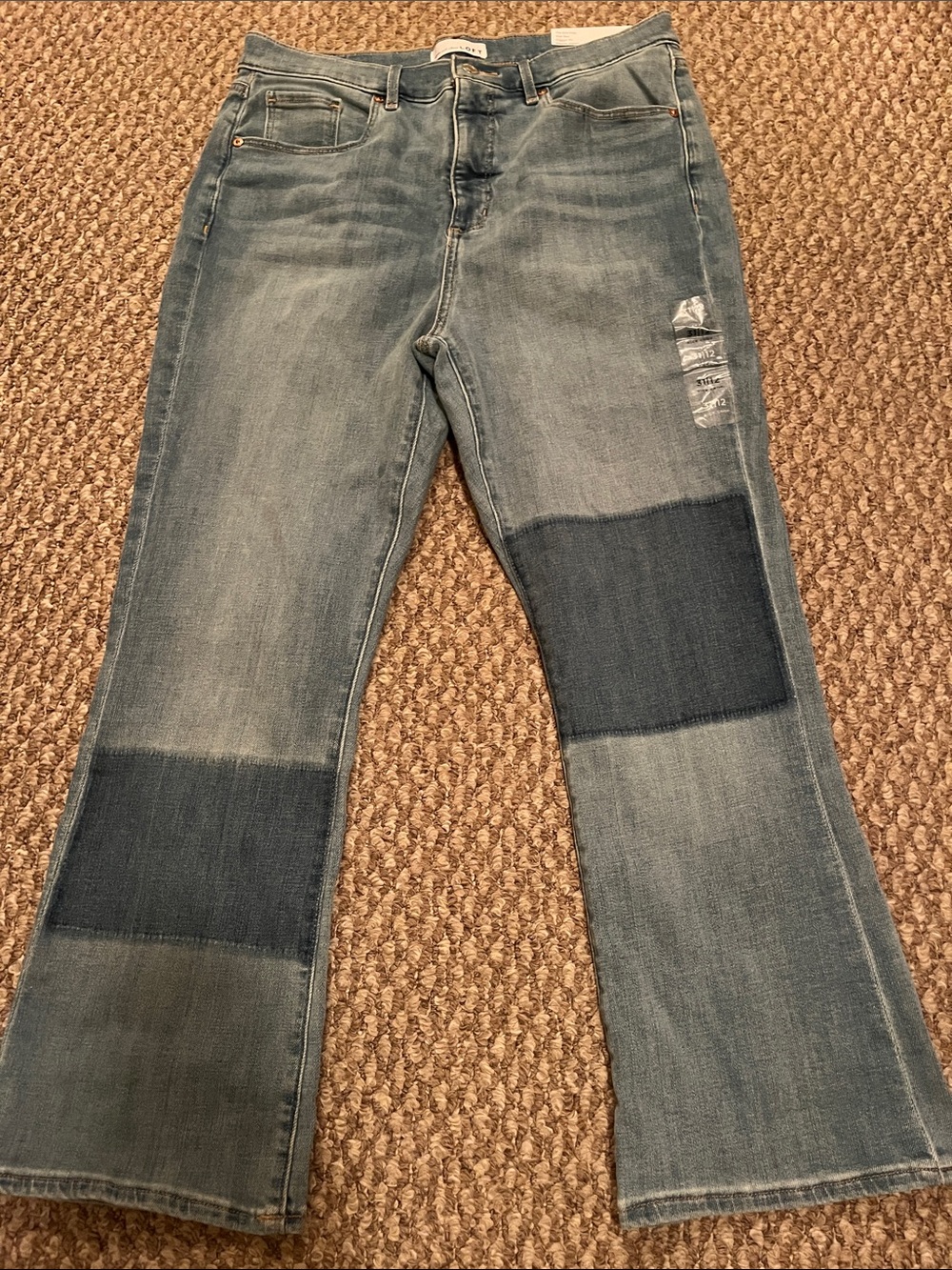 NWT LOFT The Kick Crop High Rise Patchwork Jeans Size 31
